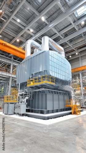 Industrial machinery in a large hall