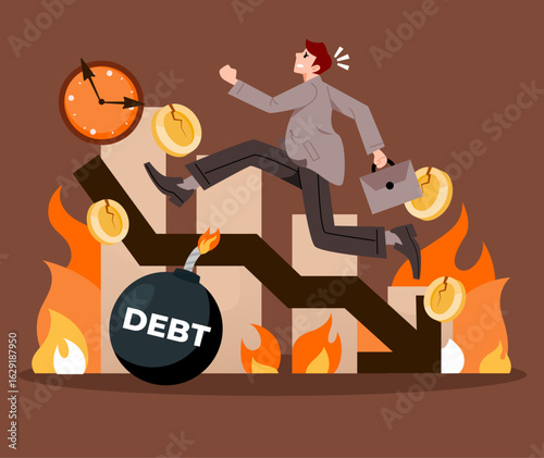Man overcoming recession – financial recovery and growth concept