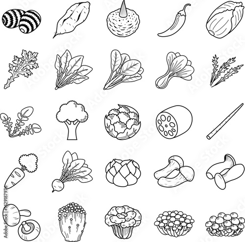 秋野菜のアイコンセット