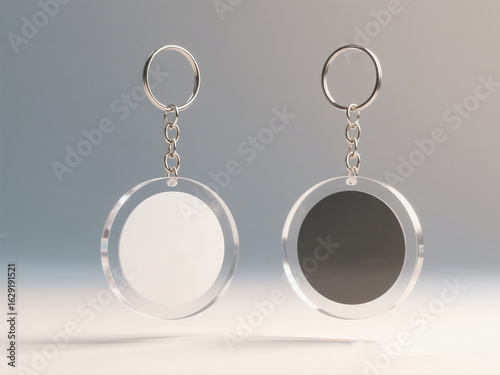 Round Acrylic Keychain Mockup – Front and Back Floating View