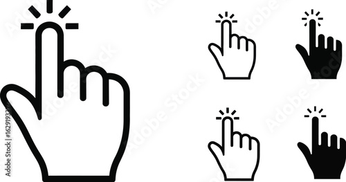 Dynamic cursor hand icon set for digital interaction and selection