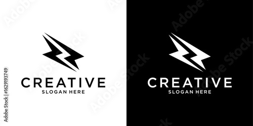 Initial Z letter with lightning bolt logo vector design