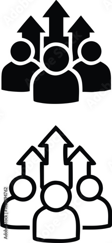 Team growth icon vector set, development illustration sign collection, popularity symbol.
