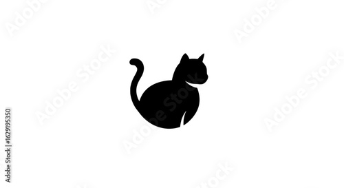 Cat Silhouette Graphic: A minimalist and elegant black silhouette of a cat, perfect for design concepts. 