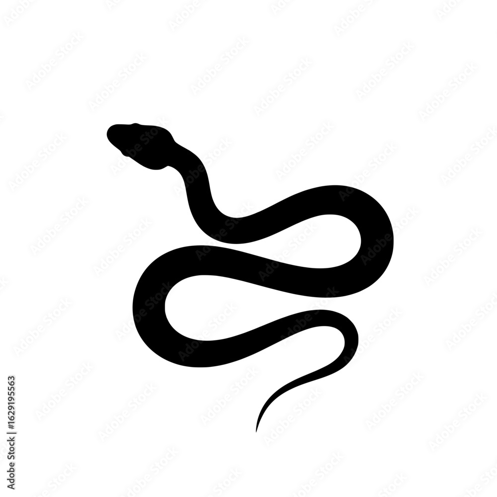 Fototapeta premium Serpentine Silhouette: A captivating silhouette of a serpent gracefully coiled, exuding an aura of mystery and primal allure, evoking both intrigue and reverence.