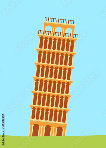 Leaning Tower of Pisa – Iconic Landmark of Italy Illustration