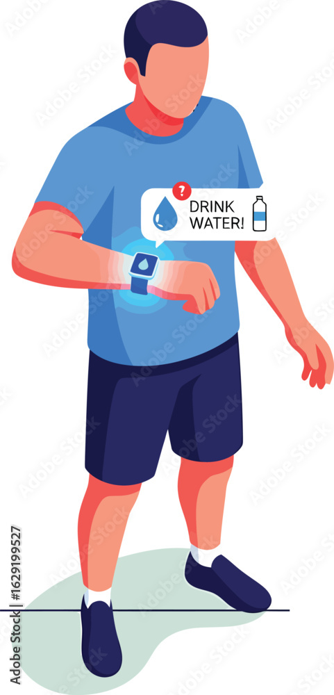 Obraz premium Man Receives Hydration Reminder on Smartwatch.