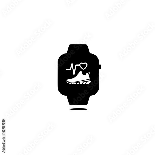 Wearable smartwatch with heart rate display and running shoes symbolizing active lifestyle health
