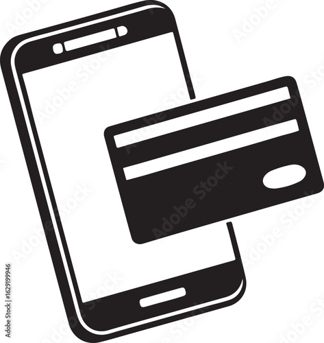 Modern mobile payment icon illustrating secure financial transactions and digital commerce with a smartphone and credit card
