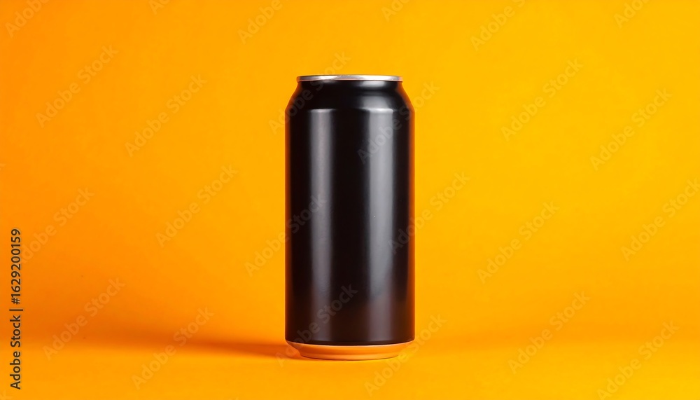 Black can on orange background Black can on orange background