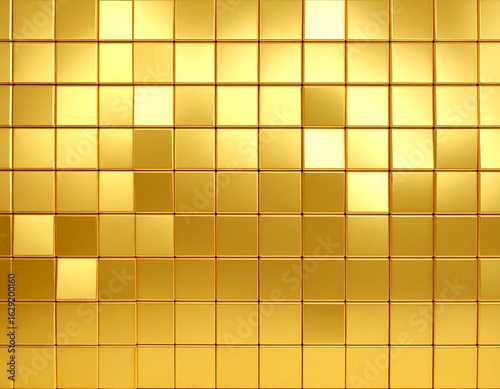 Array of gleaming gold cubes, subtly shifting in light and shadow