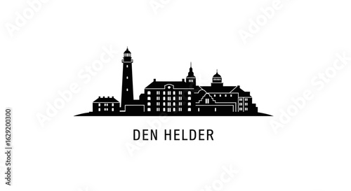 Den Helder Skyline with Netherlands Landmark Vector.