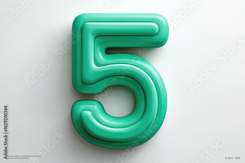 Wallpaper Mural Teal 3D number five, stylized Torontodigital.ca