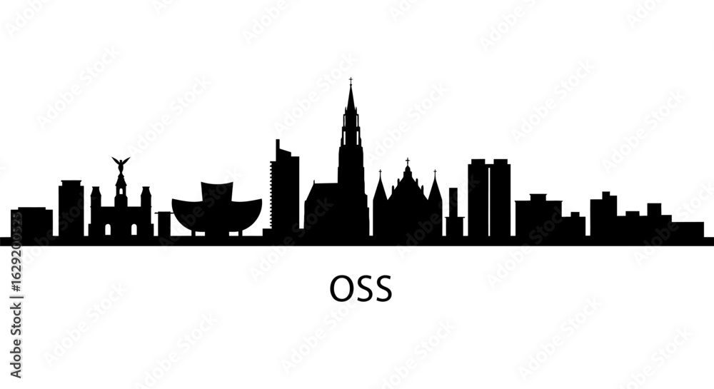 Obraz premium Oss skyline with Netherlands Cityscape silhouette.