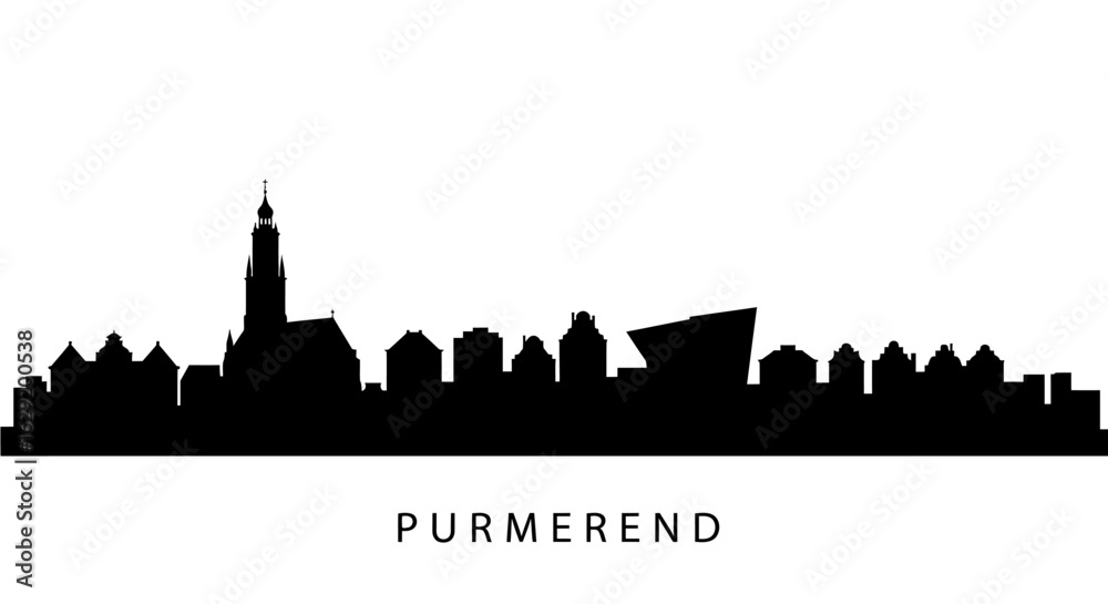 Fototapeta premium Purmerend skyline silhouette with city background.