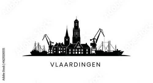 Vlaardingen city skyline Vector silhouette.