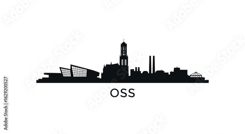 Oss City Skyline Netherlands Silhouette.
