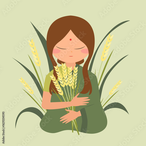 Indian Female Farmer Illustration – Rural Life in India