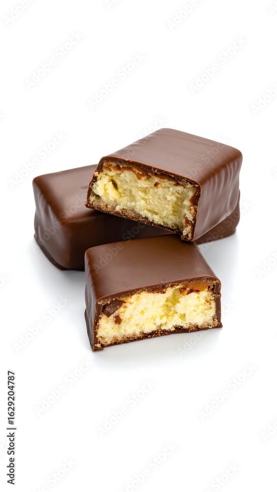 Chocolate-covered confectionery bar closeup Chocolate-covered confectionery bar closeup