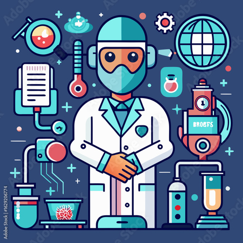 Hospital Laboratory Scientist Icon Collection – Futuristic Healthcare & Diagnostics
