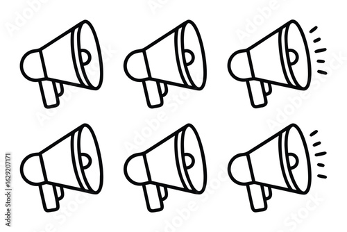 Megaphone outline icon vector set on transparent background