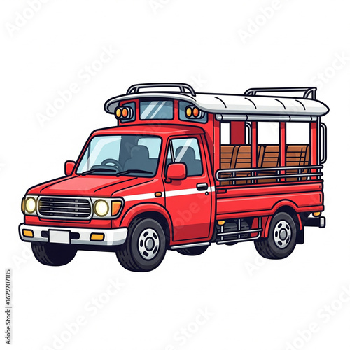 Wallpaper Mural red truck isolated on white Torontodigital.ca