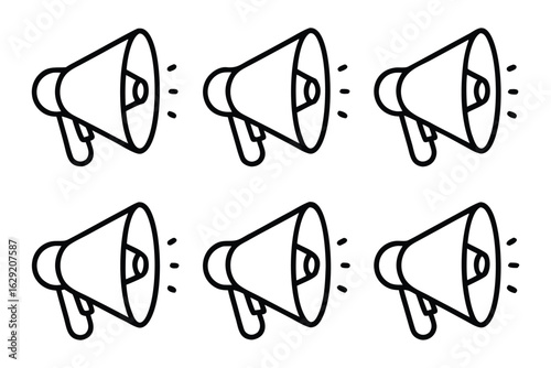 Megaphone outline icon vector set on transparent background