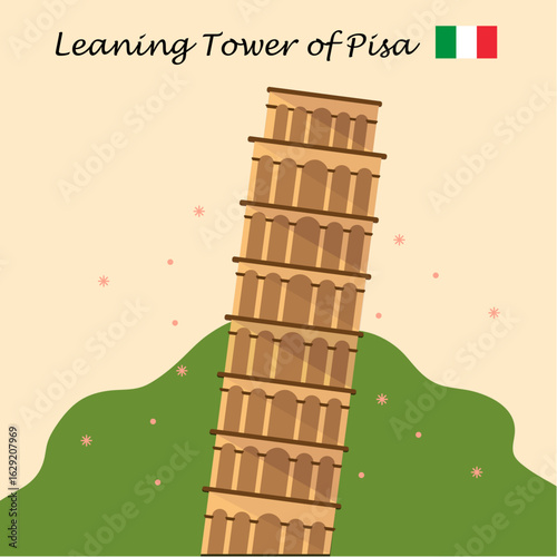 Leaning Tower of Pisa – Iconic Landmark of Italy Illustration