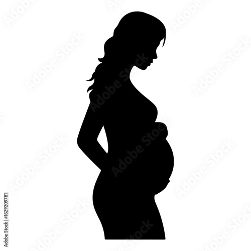 Pregnant woman black silhouette