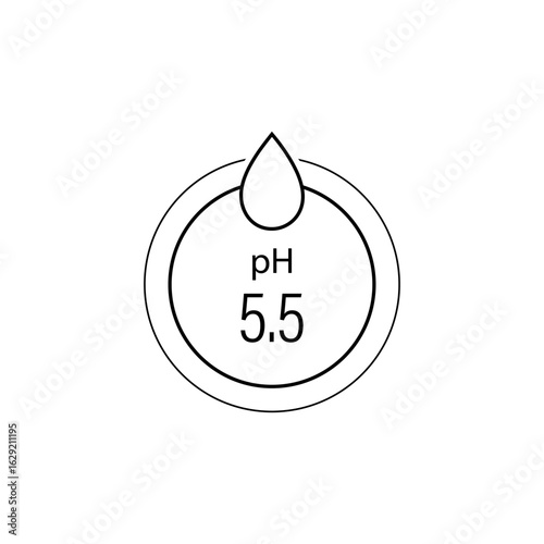 Ph icon. Acidic and alkaline measure. Laboratory skin care cosmetic indicator. Flat Vector illustration.