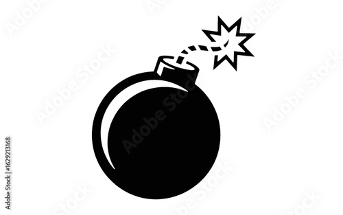 Black bomb with lit fuse icon explosive explosion