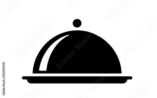 Black food cloche icon on white background Keywords: food, cloche, serving, dish, restaurant