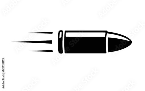 Black silhouette of a speeding bullet icon projectile