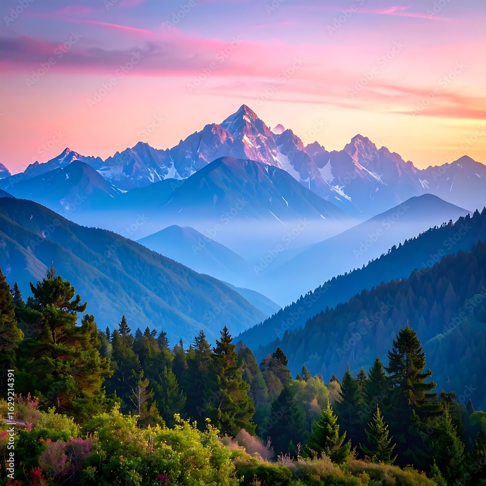 Fototapeta premium Mountain sunrise panorama