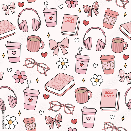 seamless pattern with coffee and sweets