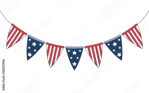 American Flag Bunting on White Background united states
