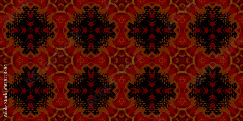 Luxurious ornamental seamless pattern in deep red and black. Abstract baroque or damask-style repeating background. Modern wallpaper or textile design with a classic, rich motif. tile pattern
