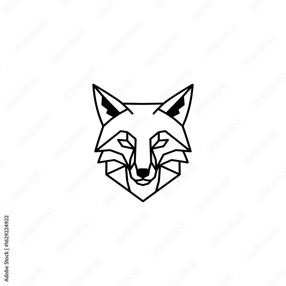 Fototapeta premium A simple, unique logo icon of a stylized fox head formed using triangle-based geometry.