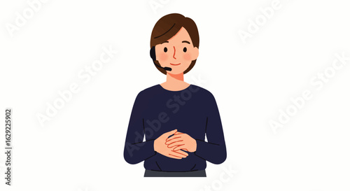 Smiling Woman Wearing Headset Calm and Professional Customer Service Representative.