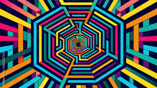 A maze of colorful lines and shapes create a chaotic yet mesmerizing image evoking the distorted perception of time and space often experienced while.