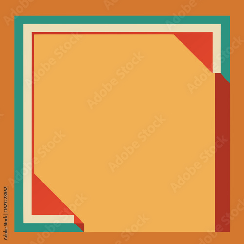 Retro geometric border with orange and teal accents