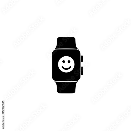 smartwatch with smile emoji graphic symbolizing friendly notification and mood tracking