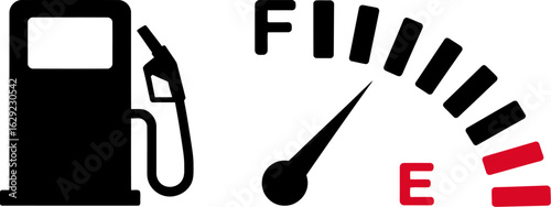 Fuel gauge empty gas station car low fuel warning indicator