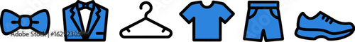 Collection of blue clothing and accessories for men and women