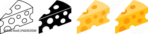 Cheese slice vector icon set swiss cheddar maasdam illustration