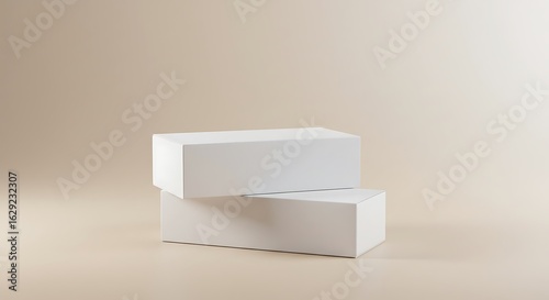 Two Blank White Boxes on Beige Background