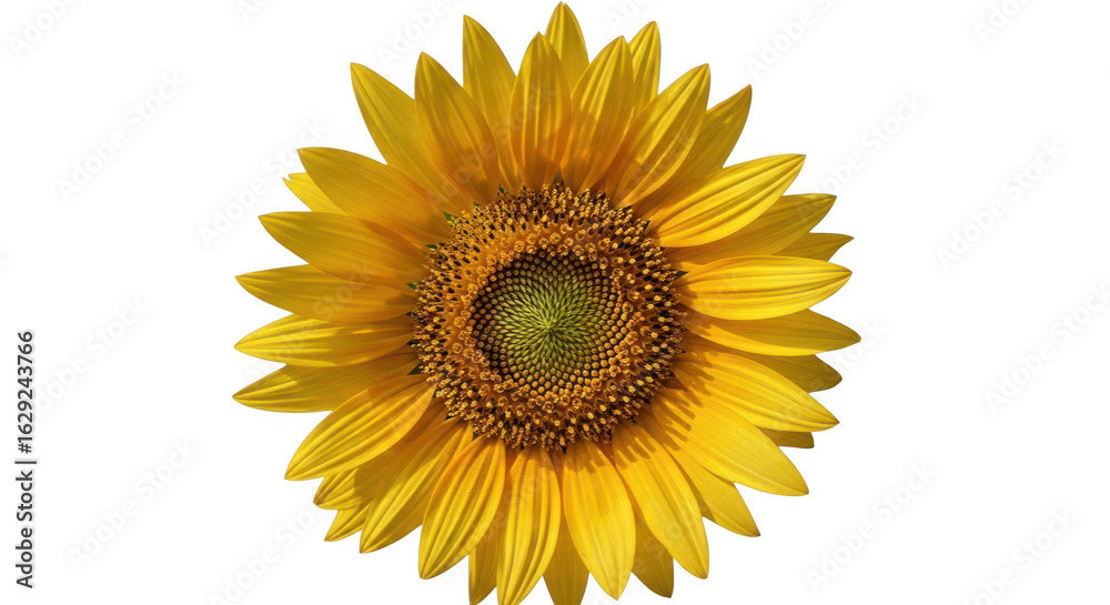 Fototapeta premium Bright yellow sunflower bloom isolated on transparent background