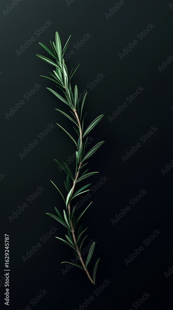 Naklejka premium Rosemary sprig against dark background