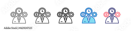 Time Management Icon In 5 Different Styles Set Collection.   