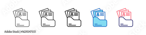 Portfolio Icon In 5 Different Styles Set Collection.   